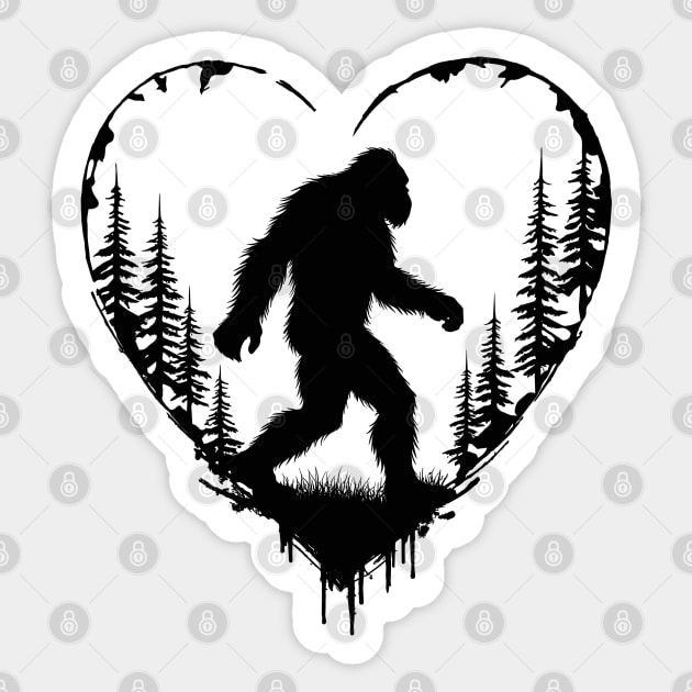 Bigfoot Heart Sticker by JessArty